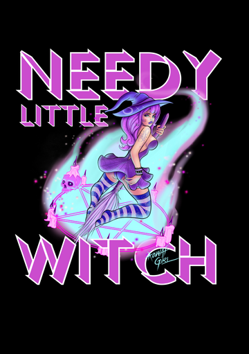 Needy Little Witch art print and sticker